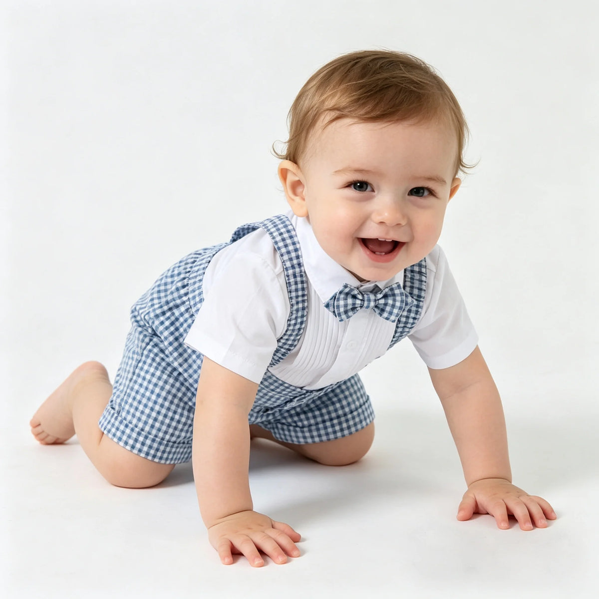 Blue Gingham Blazer Suit Set