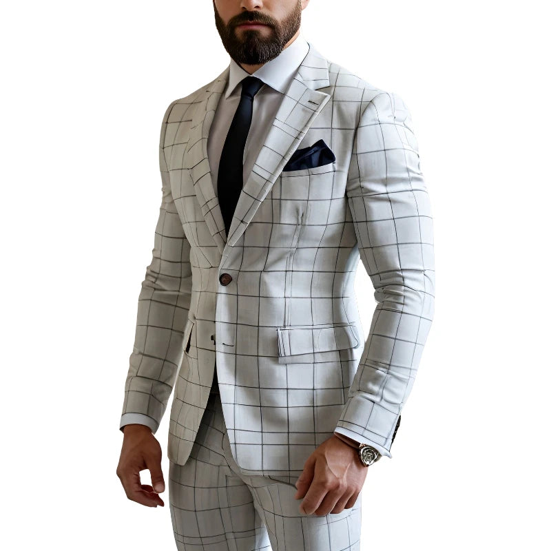 Plaid Business Party Wedding Suit
