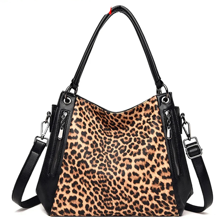 Leopard Print Leather Tote