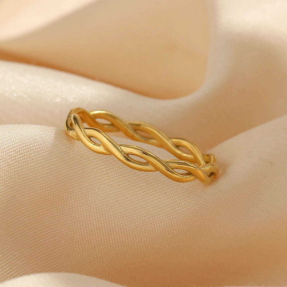 Super Minimalist Braided Twisted Gold Ring