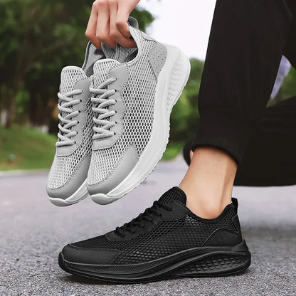 Leather Mesh Walking Sneakers
