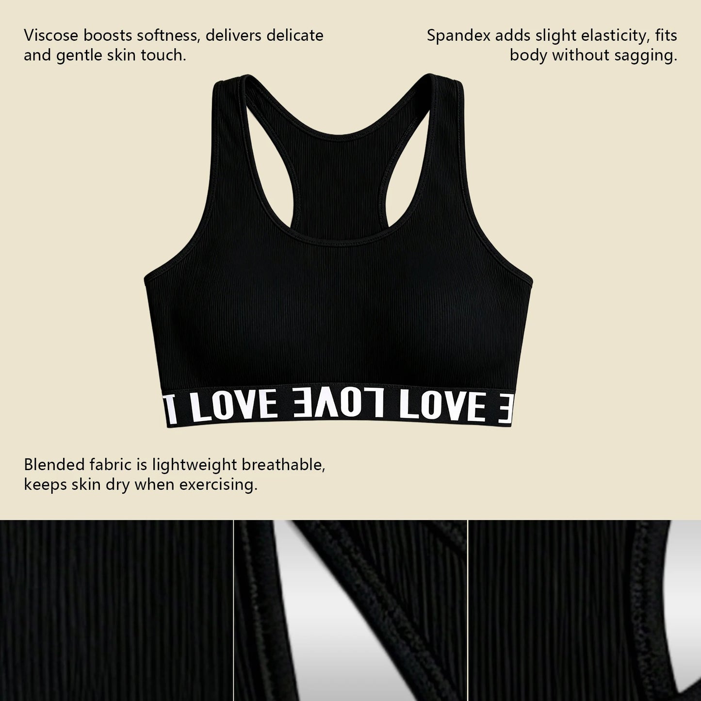 Sleeveless Crew Neck Sports BraLightweight