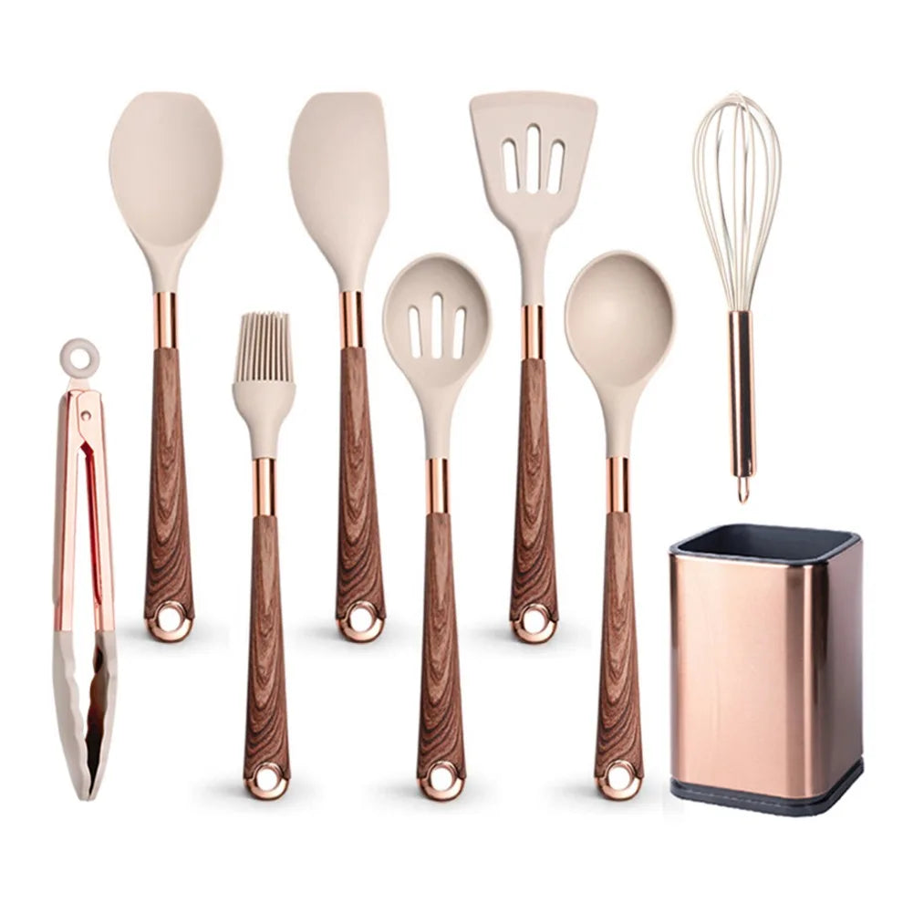 Silicone Khaki Utensils Set For Kitchen
