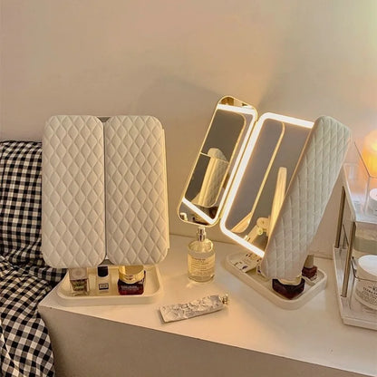 Trifold LED Mirror