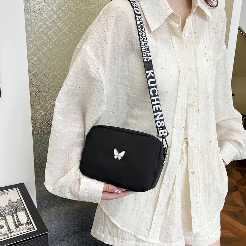 Nylon Wide-Strap Square Bag