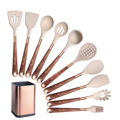 Silicone Khaki Utensils Set For Kitchen