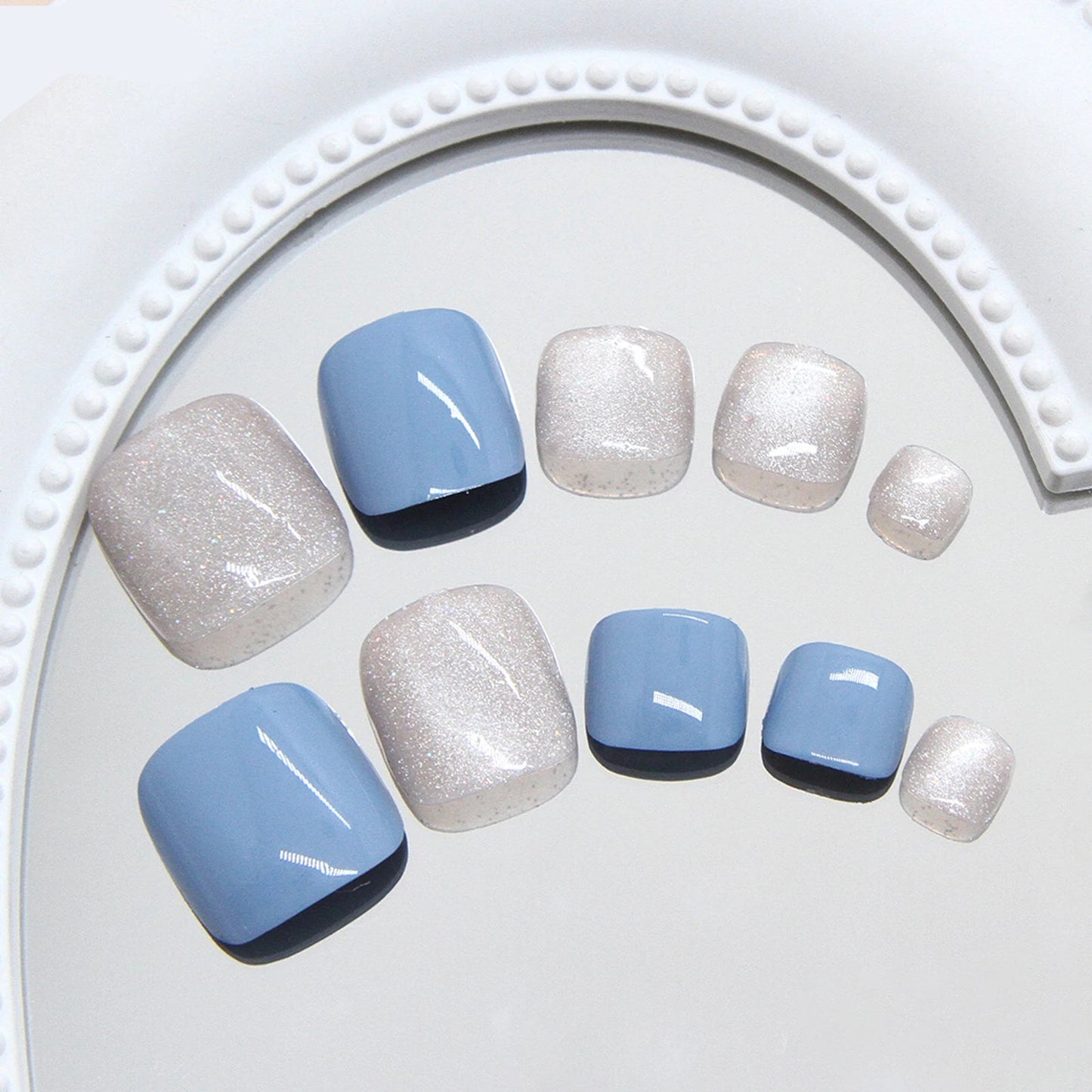 Blue Gloss Toe Nail Set