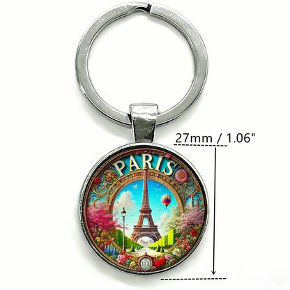 Eiffel Tower Keychain Retro Style