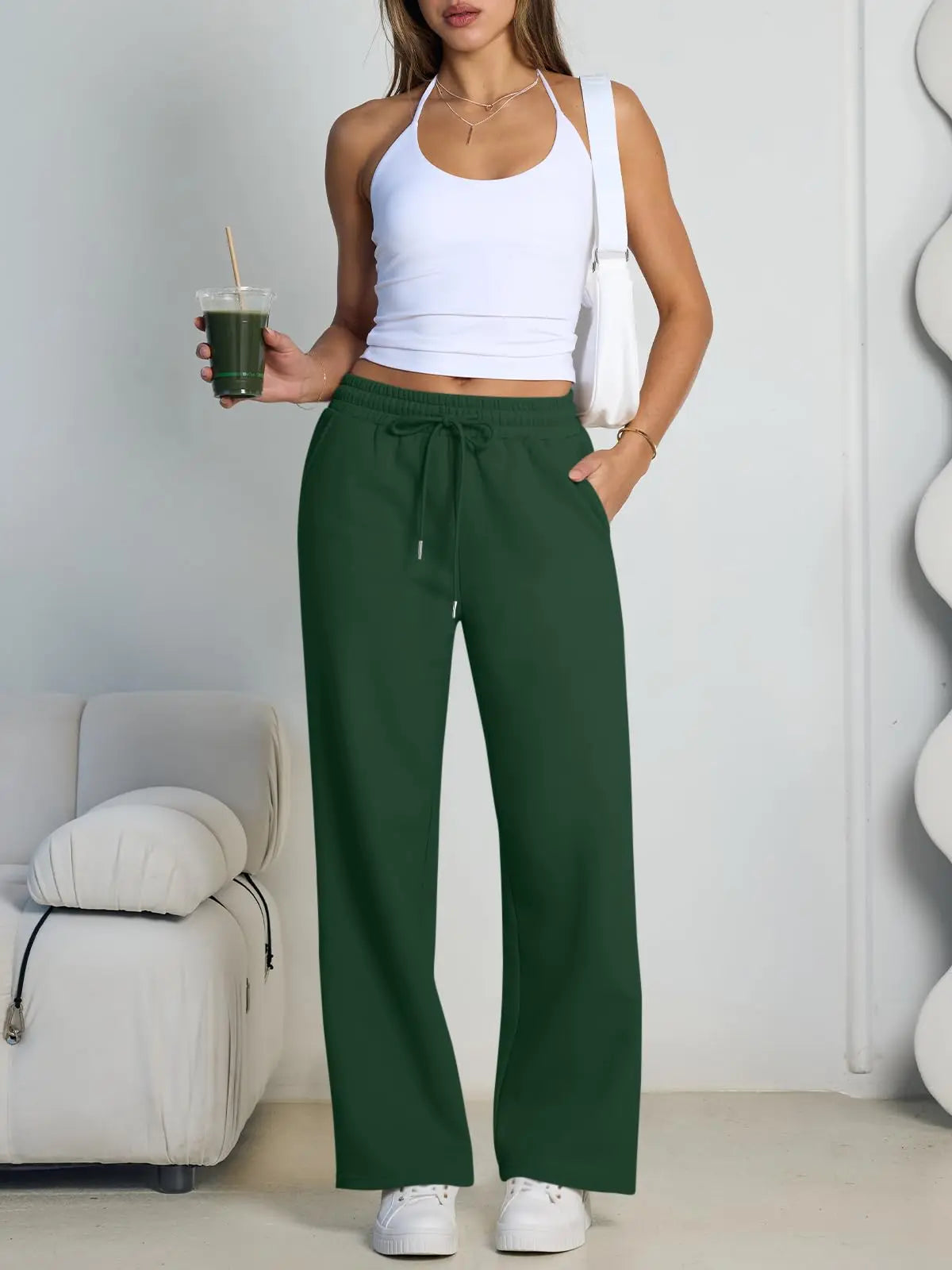 Wide-Leg Baggy Drawstring Joggers