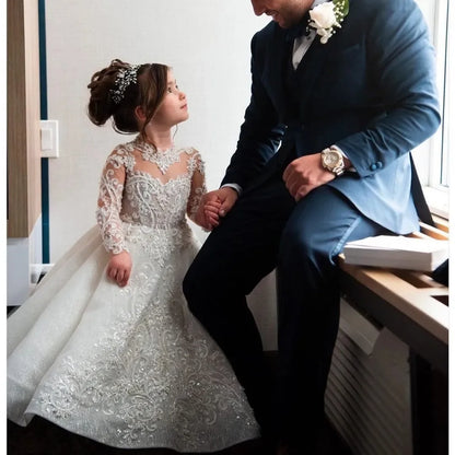 Princess White Flower Girl Dress
