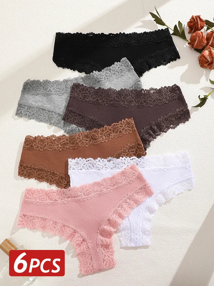 Lace Cotton Brazilian Panty Set