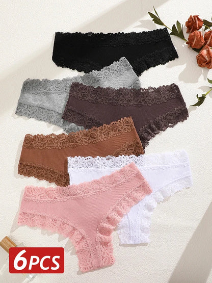 Lace Cotton Brazilian Panty Set