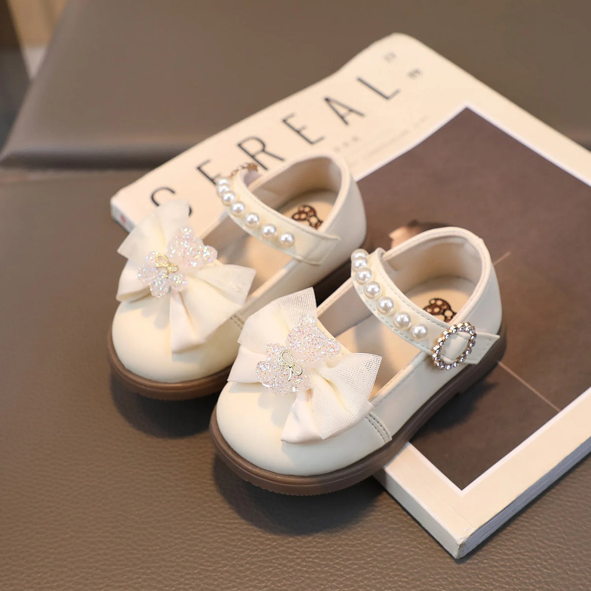Pearl Bow Baby Shoes
