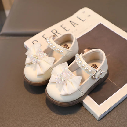 Pearl Bow Baby Shoes