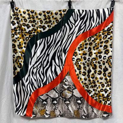 90cm Leopard Print Silk Scarf