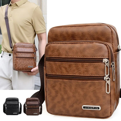 Multi-Layer PU Leather Messenger Bag