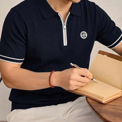 Zip Badge Casual Polo