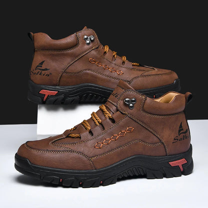 Thick-Sole Round-Toe Hiking Boots