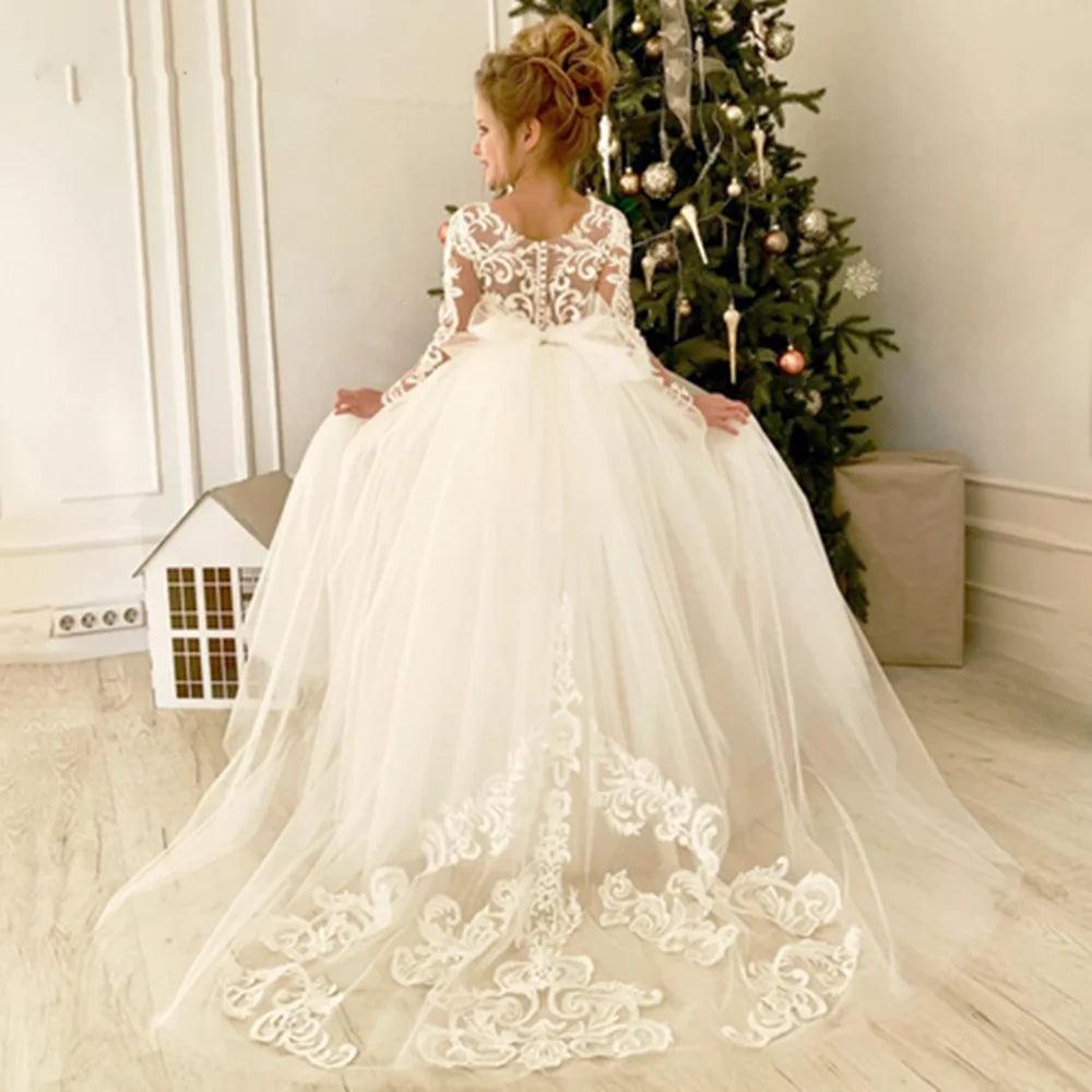 Princess Lace Flower Girl Dress