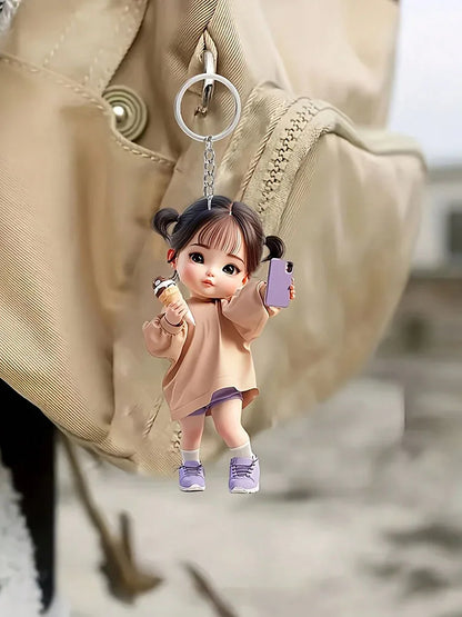 Cute Acrylic Keychain 2D Flat