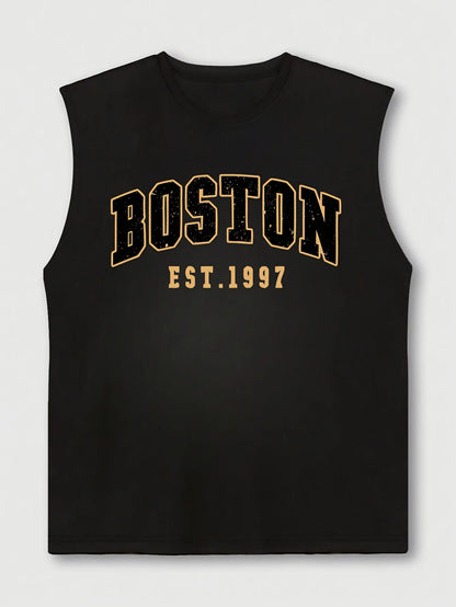 Cotton Boston Print Sleeveless Vest