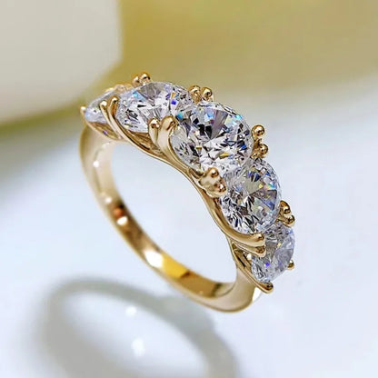 Luxury Five Stone Moissanite Ring