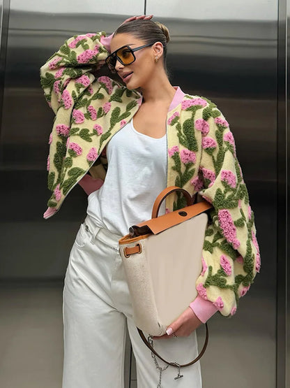 3D Flower Embossed Jacket
