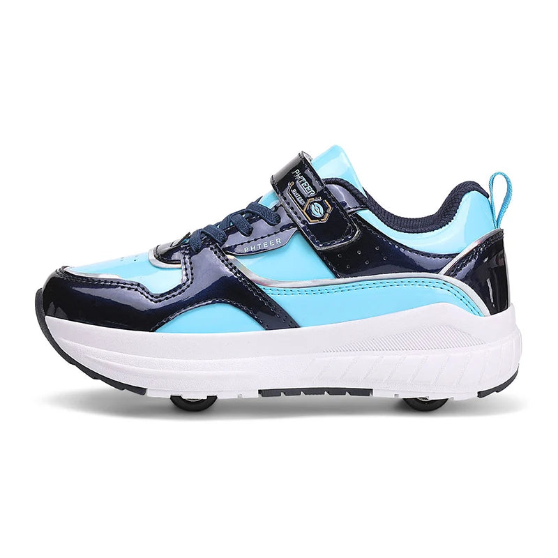 Leather Four-Wheel Roller Shoes