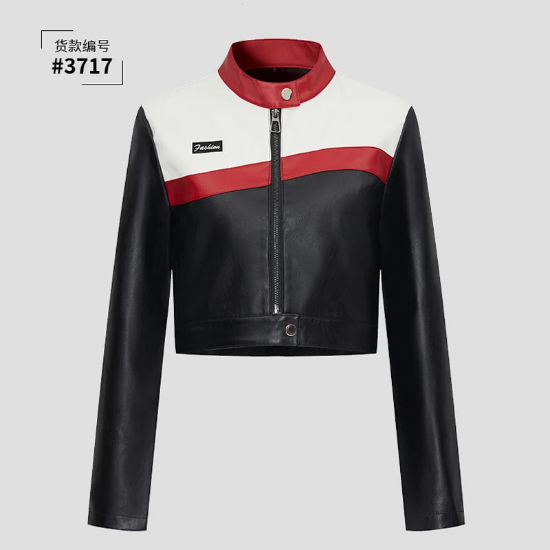 Short PU Leather Biker Jacket