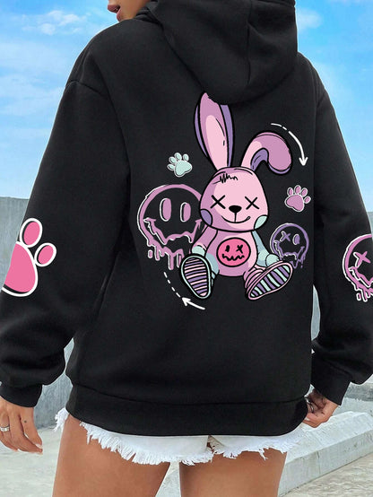 Hip Hop Printed Fleece Hoodie