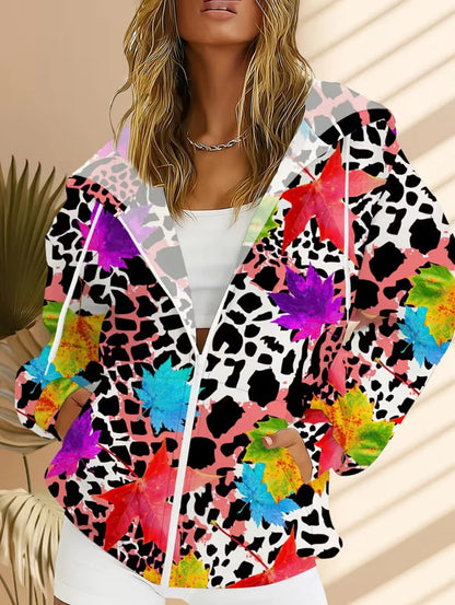 Thin Leopard Zip Hoodie