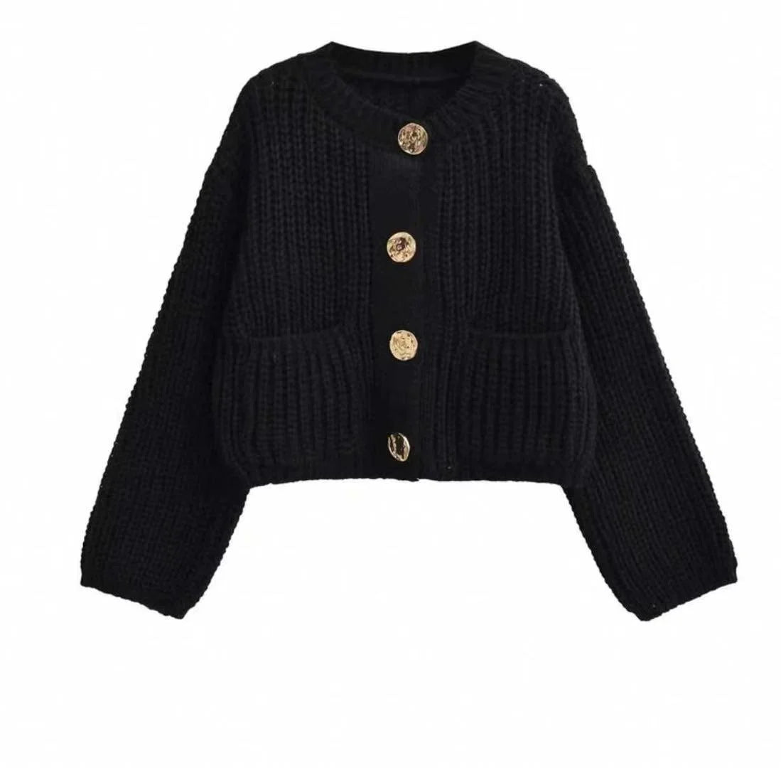 Button Pocket Knit Cardigan