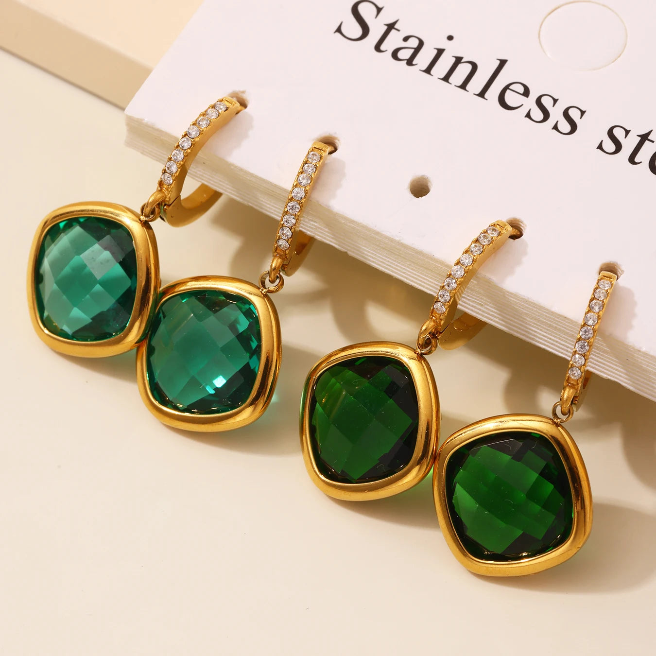 Square Glass Earrings