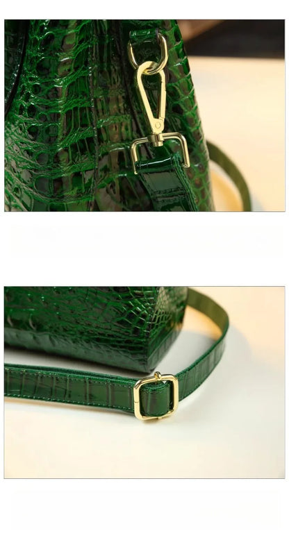 Polyester Zipper Shoulder Bag Crocodile