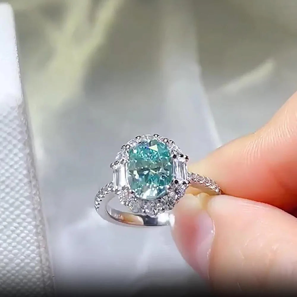 Paraiba Moissanite Band Ring