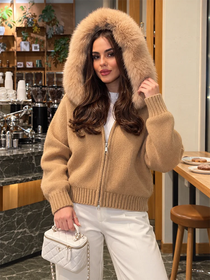 Knit Zip Cardigan Hoodie