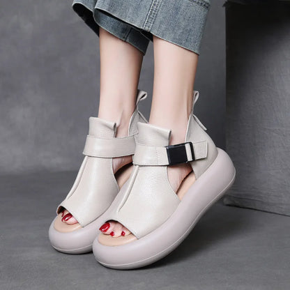 Leather Wedge Sandals