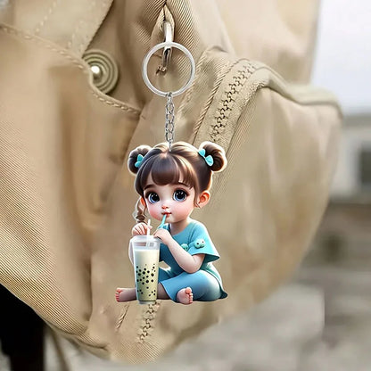 Cute Acrylic Keychain 2D Flat