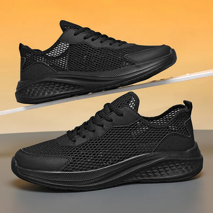 Leather Mesh Walking Sneakers