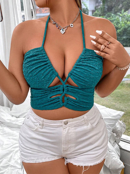 Sleeveless Cross Drawstring Top