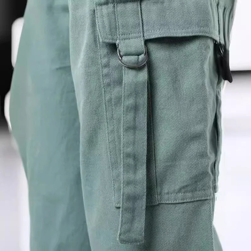 Retro Multi-Pocket Wide-Leg Pants