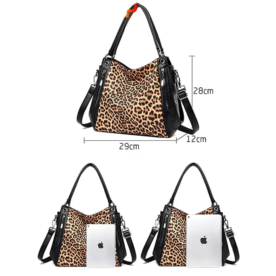 Leopard Print Leather Tote