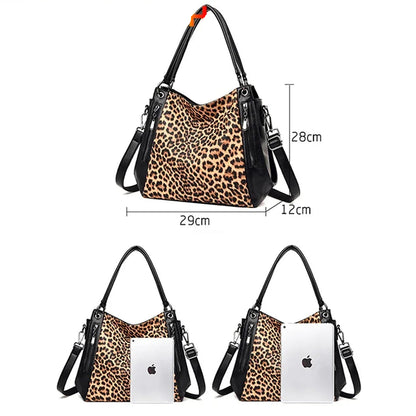 Leopard Print Leather Tote
