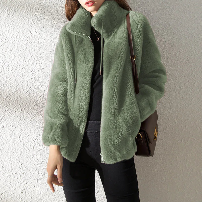 Faux Fur Zip Cardigan Coat