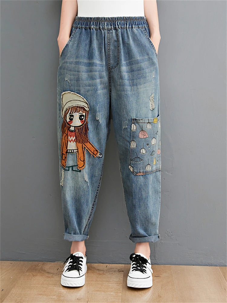 Embroidered Harem Jeans