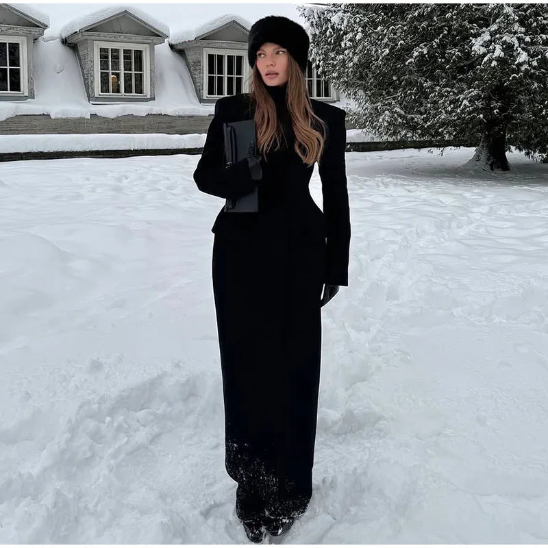 Faux Wool Maxi Overcoat