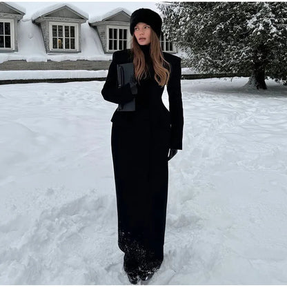 Faux Wool Maxi Overcoat