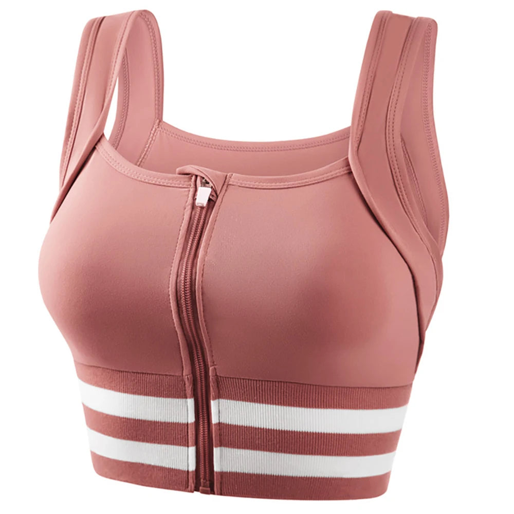 Zipper Front Closure Sports Bra