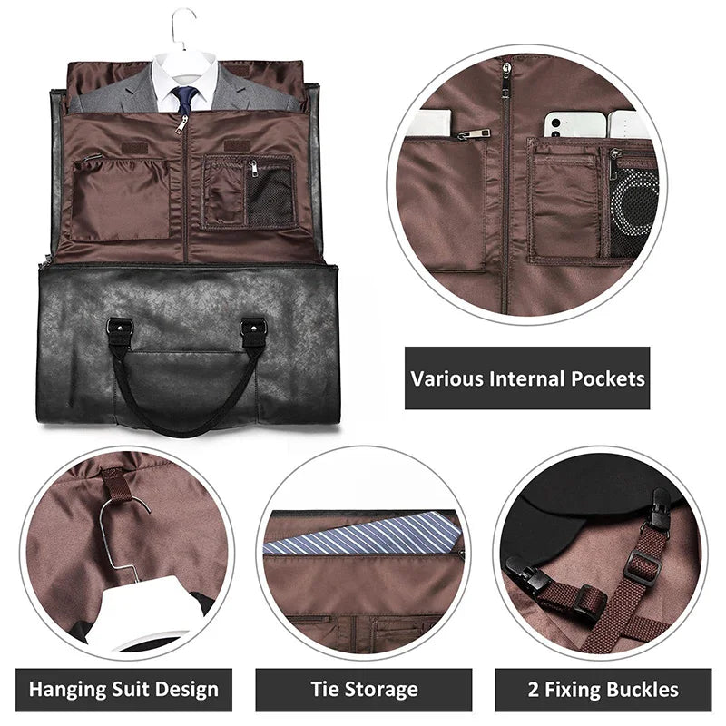 Foldable PU Leather Garment Bag