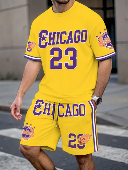 Chicago Print T-Shirt Shorts Set